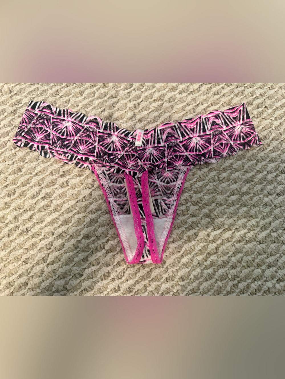 Pink Patterned Thong - Picture 2 of 3